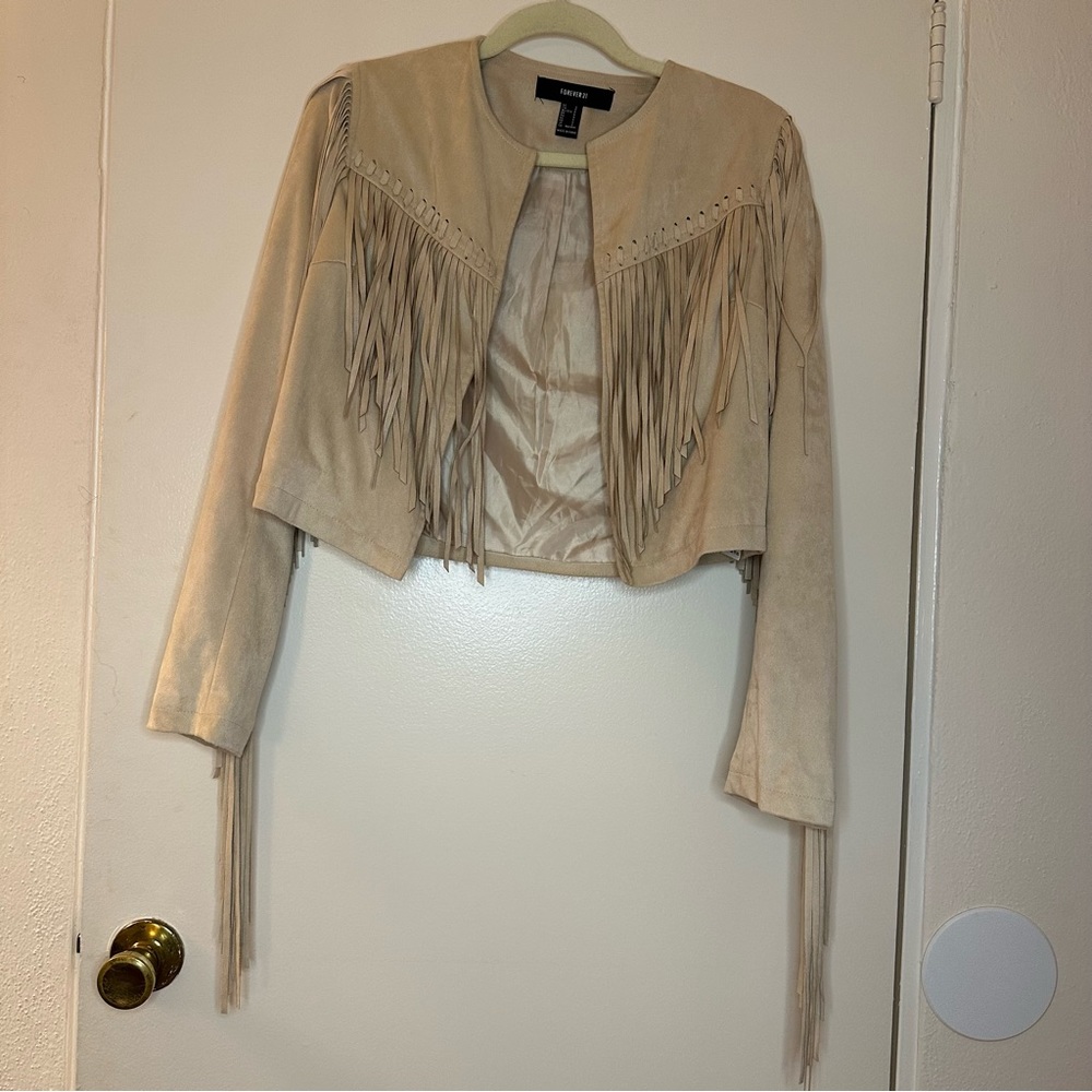 Fringed faux suede jacket - women’s size small